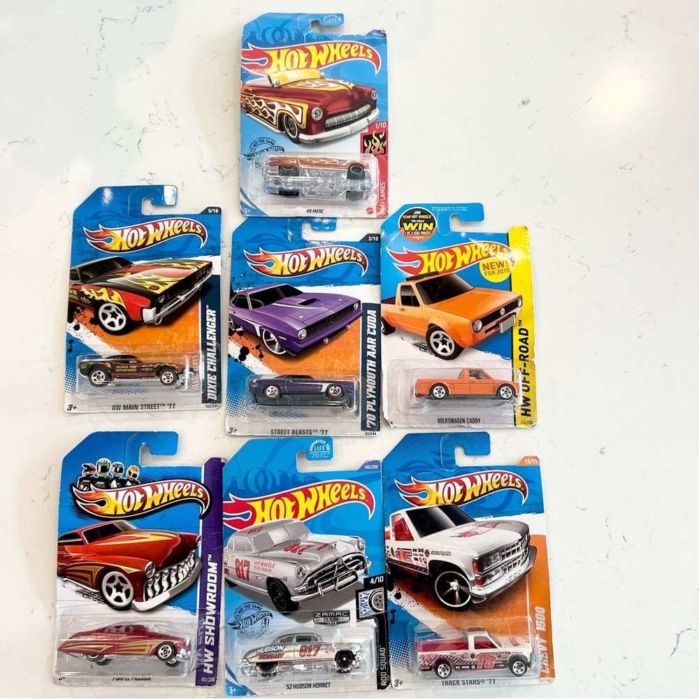 Hot Wheels Die-Cast Car Collection - Red, Orange, Purple, White